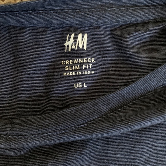 Men’s Navy Long sleeve Slim Fit Crew Neck T-shirt - Picture 2 of 2